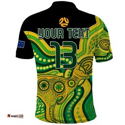 Custom Text and Number Australia Soccer Polo Shirt World Cup Football 2022 Socceroos We Are Champions Amazing Aussie