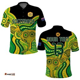 Custom Text and Number Australia Soccer Polo Shirt World Cup Football 2022 Socceroos We Are Champions Amazing Aussie