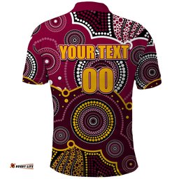 Custom Personalised And Number Broncos NRL Polo Shirt Aboriginal Patterns