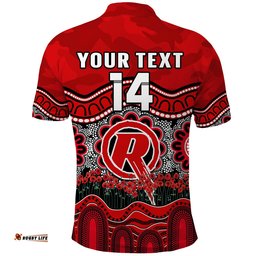 Custom Text And Number Renegades Cricket ANZAC Polo Shirt Melbourne Poppy Aboriginal Camouflage Amazing Aussie