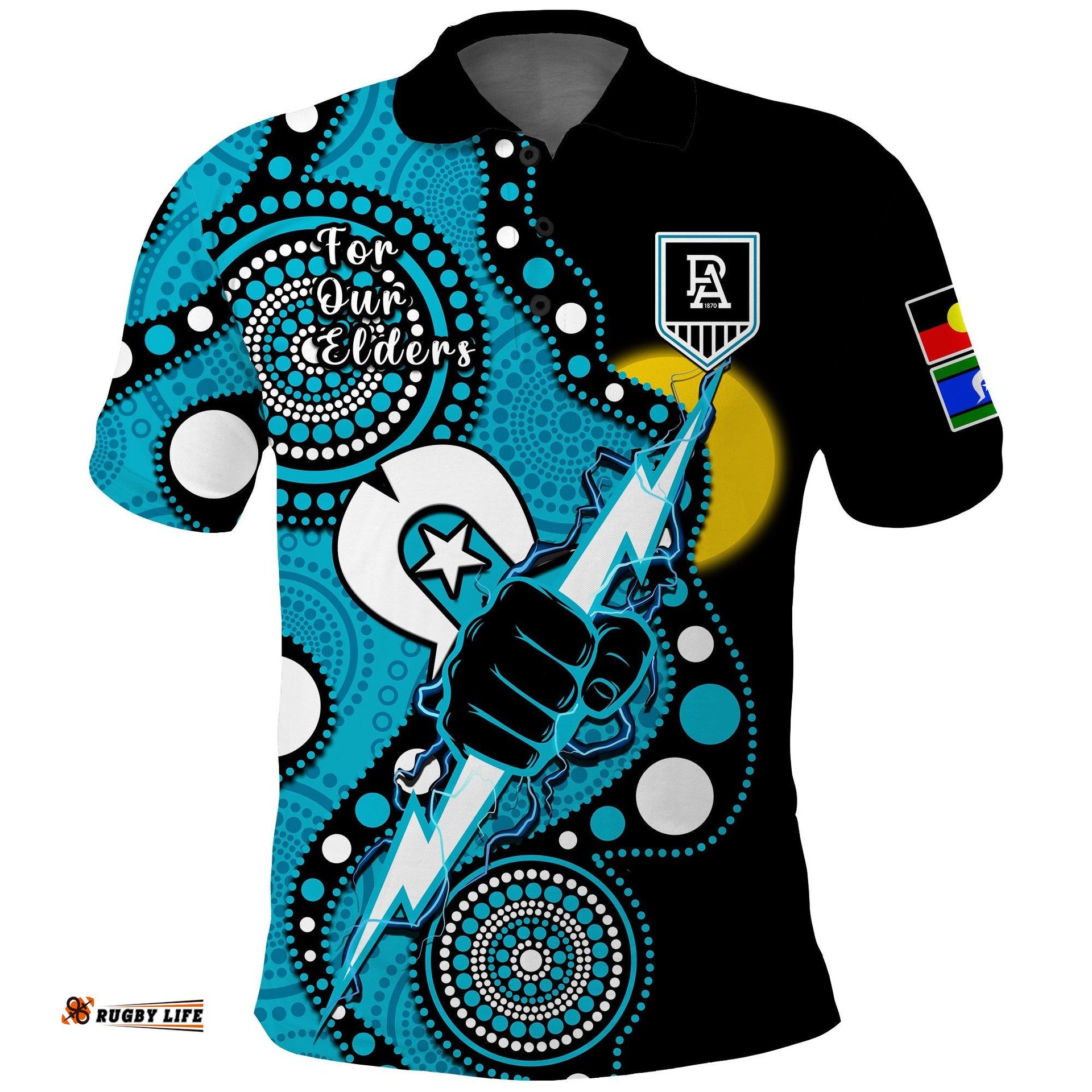 Port Adelaide Football NAIDOC 2023 Polo Shirt For Our Elders Indigenous Art Amazing Aussie