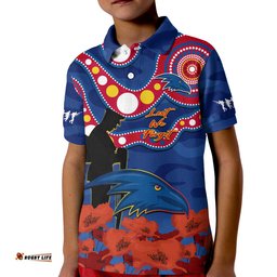 Adelaide Football ANZAC 2023 Polo Shirt Crows Aboriginal Mix Poppy Camouflage Amazing Aussie