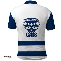 Geelong Football 2023 Polo Shirt Go Cats White Sporty Style