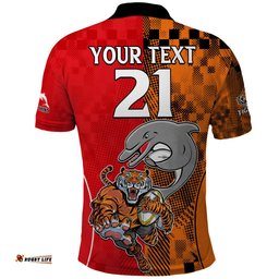 Custom Text And Number NRL Half Dolphins and Half Tigers Polo Shirt Sporty Style
