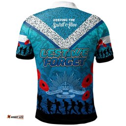 Australia Cronulla Anzac Custom Polo Shirt - Blue Keeping the Spirit Alive Polo Shirt Amazing Aussie