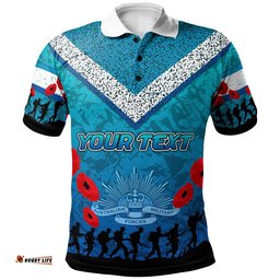 Australia Cronulla Anzac Custom Polo Shirt - Blue Keeping the Spirit Alive Polo Shirt Amazing Aussie