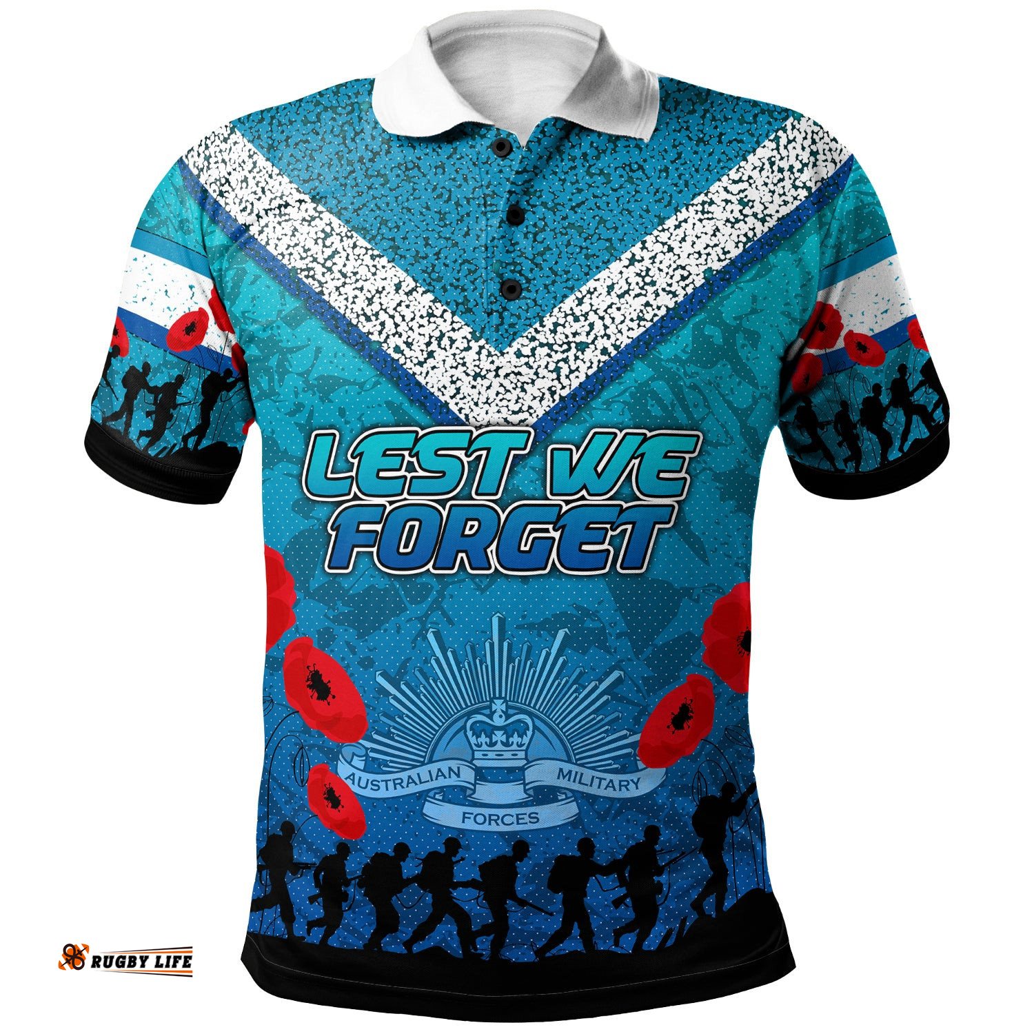 Australia Cronulla Anzac Custom Polo Shirt - Blue Keeping the Spirit Alive Polo Shirt Amazing Aussie