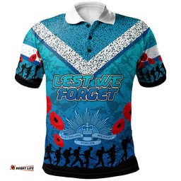Australia Cronulla Anzac Custom Polo Shirt - Blue Keeping the Spirit Alive Polo Shirt Amazing Aussie