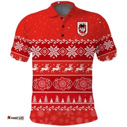 Dragons Rugby Polo Shirt Indigenous St George Illawarra Merry Christmas Amazing Aussie