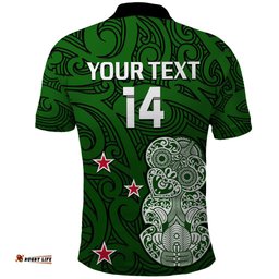 Custom Text And Number Aotearoa Rugby Polo Shirt All Stars New Zealand Tiki Maori