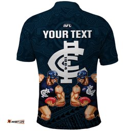 Personalised Calrton Football Polo Shirt Blues Go Champions 2023 Polynesian Indigenous Art