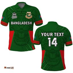 Custom Text And Number Bangladesh Cricket Polo Shirt Tigers 2022 Mens T20 World Cup Amazing Aussie