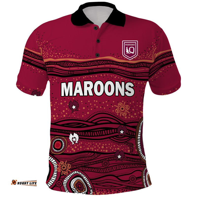 QLD Maroons Rugby Polo Shirt Indigenous Amazing Aussie