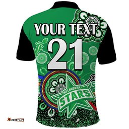Custom Personalised Melbourne Stars Polo Shirt Cricket Indigenous Aboriginal Lizard Version Amazing Aussie