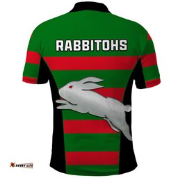 Rabbitohs Rugby Polo Shirt Go Souths 1908 Sporty Style Black