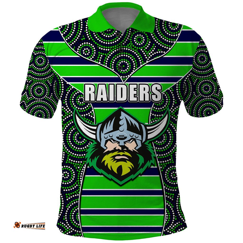 NRL - Raiders Polo Shirt Mix Dot Aboriginal