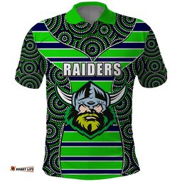 NRL - Raiders Polo Shirt Mix Dot Aboriginal