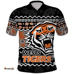Wests Tigers Aboriginal Christmas Vibe Black Version Polo Shirt Amazing Aussie