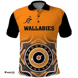 Wallabies Rugby Polo Shirt Aussie Go Champions Indigenous Orange