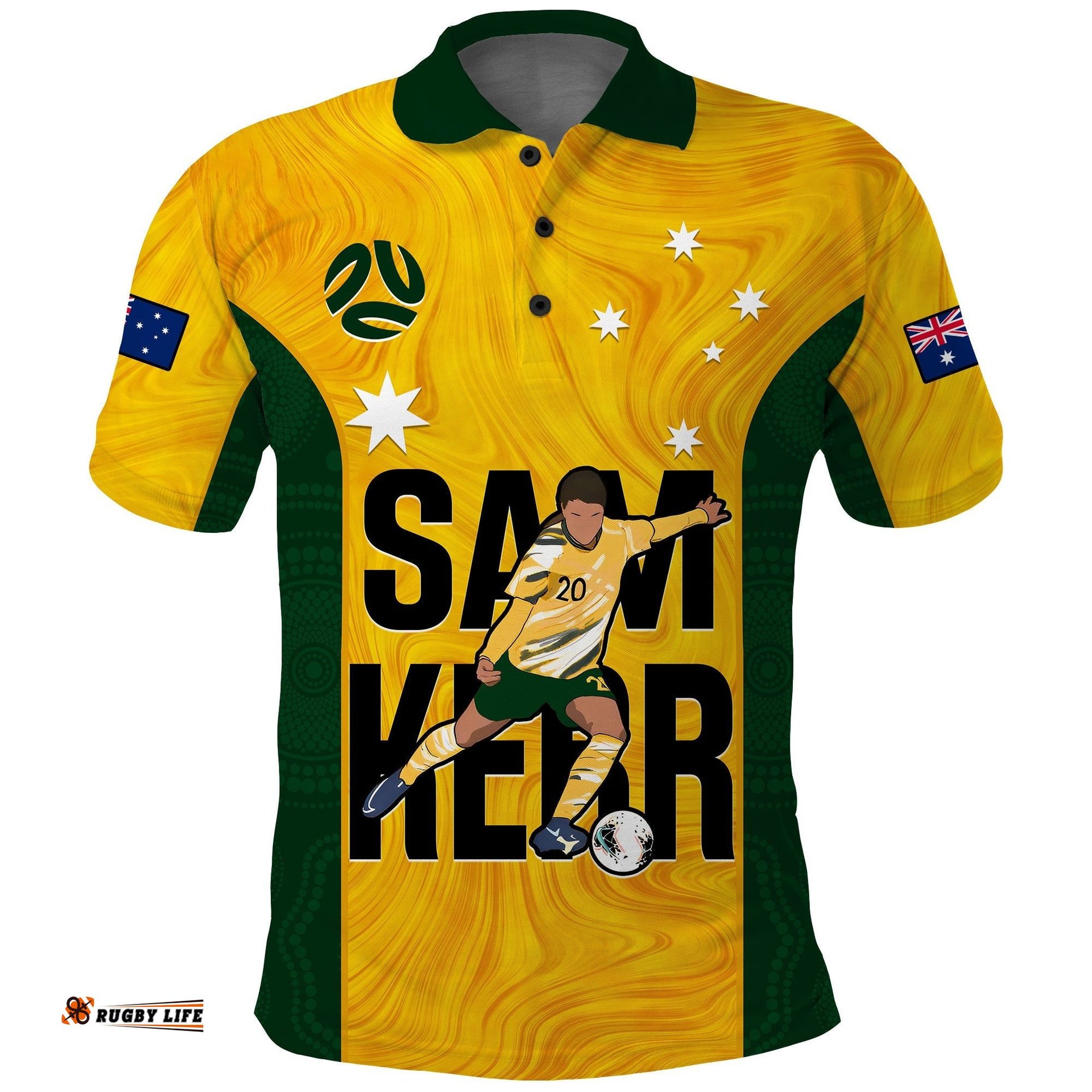 Australia Soccer Polo Shirt Sam Kerr Matildas World Cup Yellow