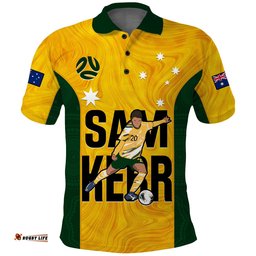 Australia Soccer Polo Shirt Sam Kerr Matildas World Cup Yellow