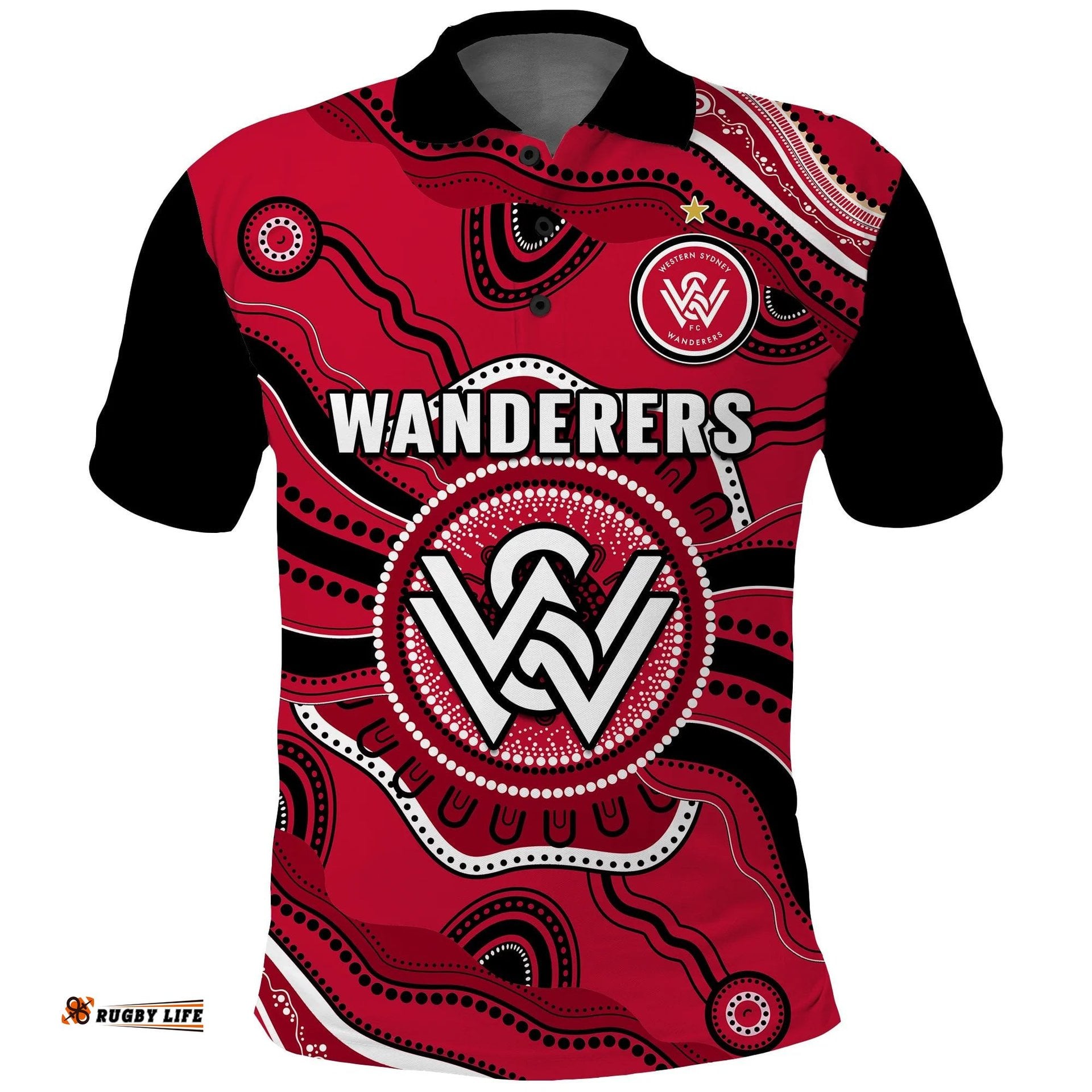 Custom Text And Number Western Sydney Wanderers Football Polo Shirt Aboriginal Art Amazing Aussie