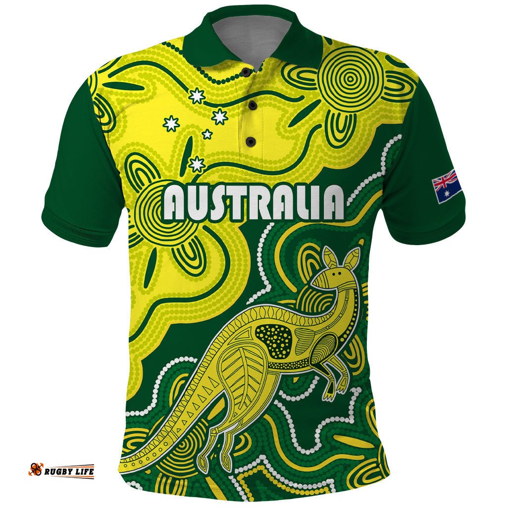 Australia Cricket Polo Shirt Go Aussie World Cup 2023 Aboriginal Style Unique