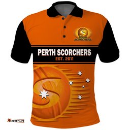 Custom Text And Number Perth Scorchers Cricket 2023 Polo Shirt Est 2011 Sporty Version Amazing Aussie