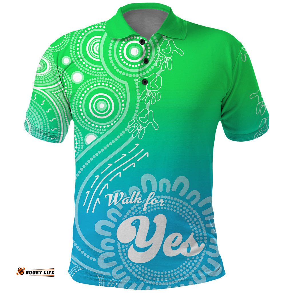 Australia Walk For Yes Polo Shirt Indigenous Voice 2023 Aboriginal Green Vibe