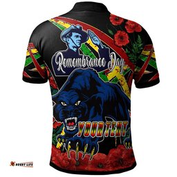 Panthers Rugby Polo Shirt - Custom Panthers Remembrance Day And Poppies Polo Shirt Amazing Aussie