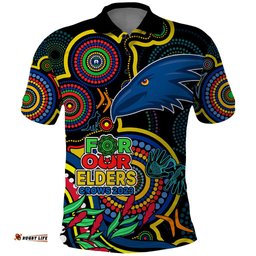 Custom Crows Football Aboriginal Art Polo Shirt NAIDOC Indigenous Tribal