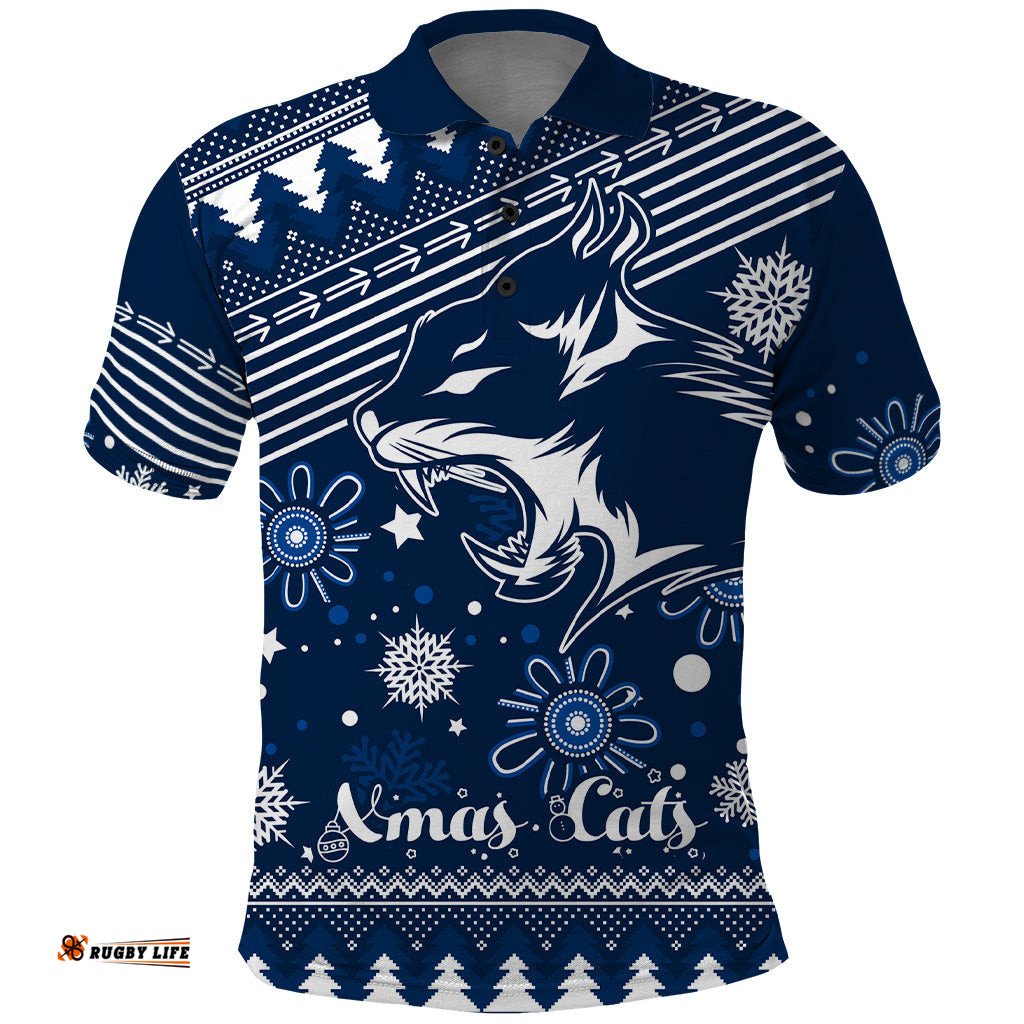 Custom Geelong Cats Football Polo Shirt Christmas Vibe 2023