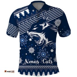 Custom Geelong Cats Football Polo Shirt Christmas Vibe 2023