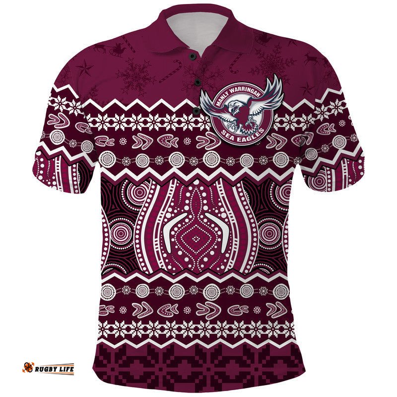 Manly Warringah Maroon Sea Eagles Christmas Vibe Polo Shirt Amazing Aussie