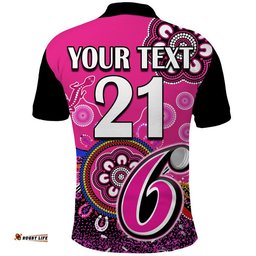 Custom Personalised Sydney Sixers Polo Shirt Cricket Indigenous Aboriginal Lizard Version Amazing Aussie