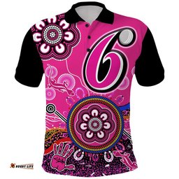 Custom Personalised Sydney Sixers Polo Shirt Cricket Indigenous Aboriginal Lizard Version Amazing Aussie