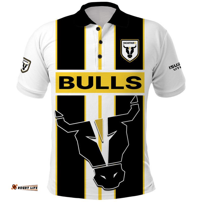 Custom Personalised Macarthur Soccer Polo Shirt Bulls Mascot Amazing Aussie