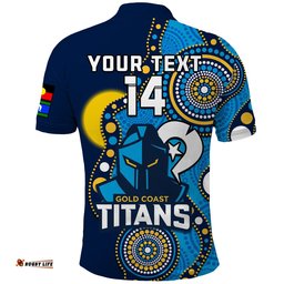 Custom Text And Number Titans Rugby NAIDOC 2023 Polo Shirt Indigenous For Our Elders Amazing Aussie