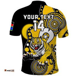 Custom Text And Number Richmond Football NAIDOC 2023 Polo Shirt Tigers For Our Elders Indigenous Art Amazing Aussie