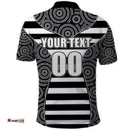 AFL - Magpies Polo Shirt Mix Dot Aboriginal