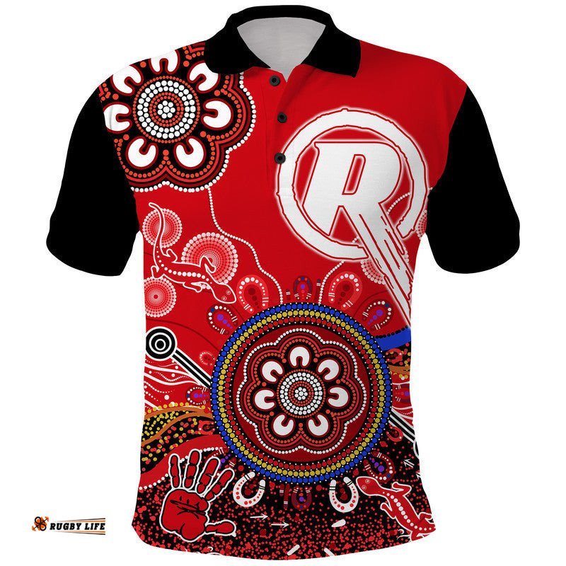Melbourne Renegades Polo Shirt Cricket Indigenous Aboriginal Lizard Version Amazing Aussie