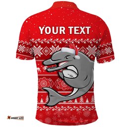 Custom Personalised Dolphins Rugby Polo Shirt Indigenous Merry Christmas Amazing Aussie