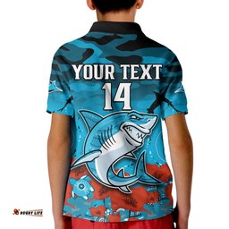 Custom Text And Number Sharks ANZAC 2023 Polo Shirt Camouflage Poppy Mix Aboriginal Amazing Aussie