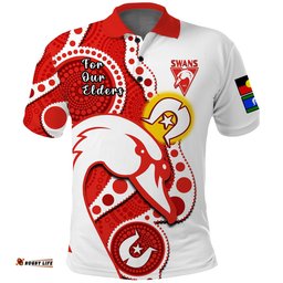 Custom Text And Number Swans Football NAIDOC 2023 Polo Shirt Sydney For Our Elders Indigenous Art Amazing Aussie