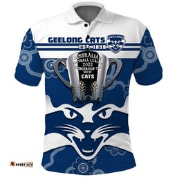 Cats Football Polo Shirt Geelong Premiers 2022 Aboriginal Amazing Aussie