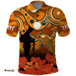 Custom Text And Number Wallabies Rugby ANZAC Polo Shirt Aboriginal Camouflage Lest We Forget