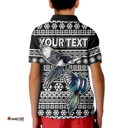 Custom Personalised Australian Magpies Christmas Vibe With Aboriginal Dot Painting Style Polo Shirt Amazing Aussie