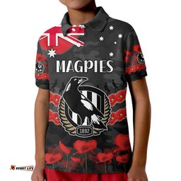 Magpies Football ANZAC Polo Shirt Lest We Forget Amazing Aussie