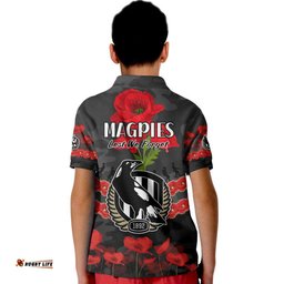 Magpies Football ANZAC Polo Shirt Lest We Forget Amazing Aussie