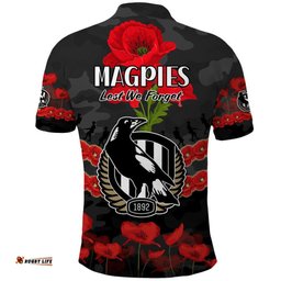 Magpies Football ANZAC Polo Shirt Lest We Forget Amazing Aussie